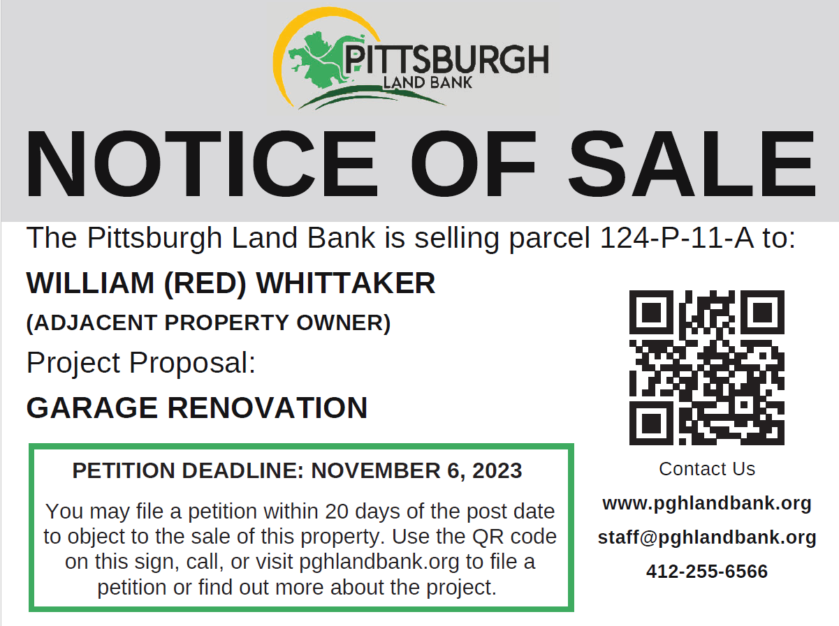 Garage Renovation (Parcel No. 124P11A) Larimer Pittsburgh Land Bank